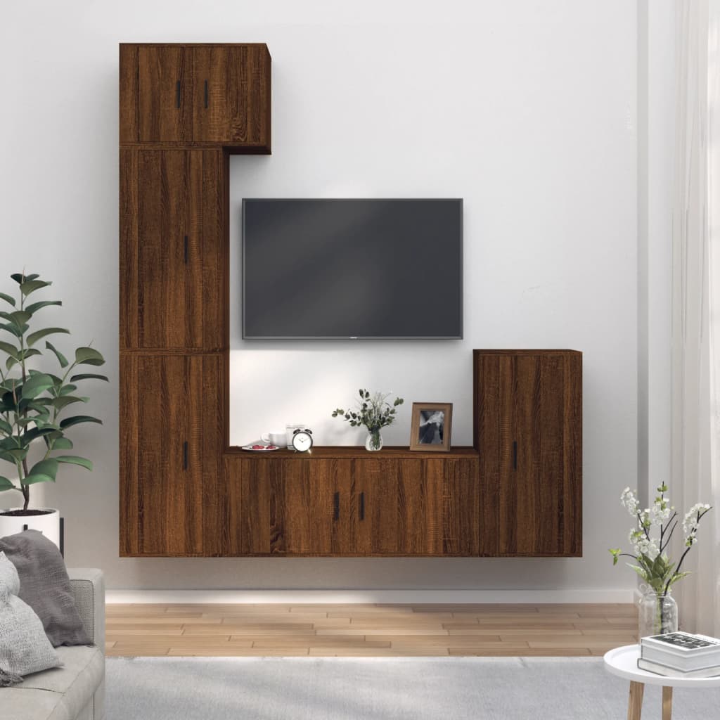 vidaXL Ensemble de meubles TV 5 pcs Chêne marron Bois d'ingénierie