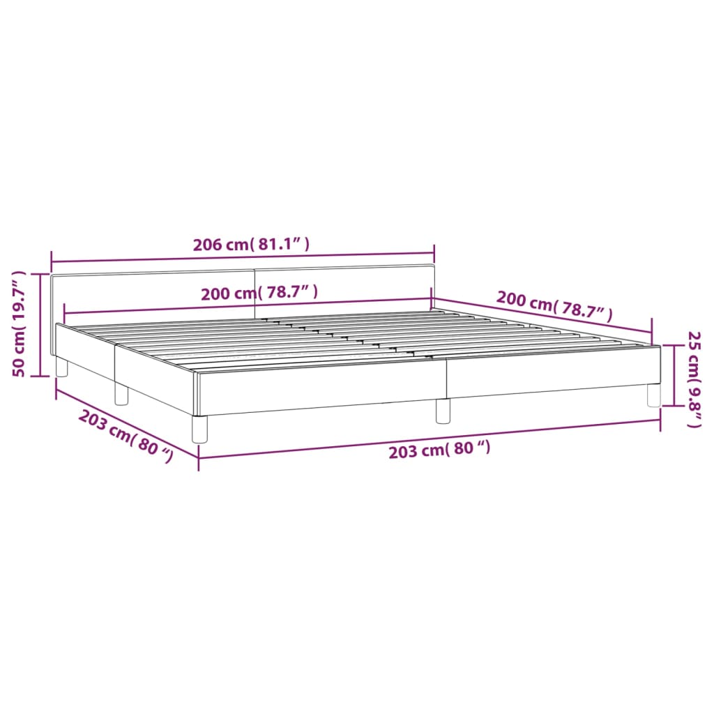 vidaXL Cadre de lit sans matelas gris foncé 200x200 cm velours