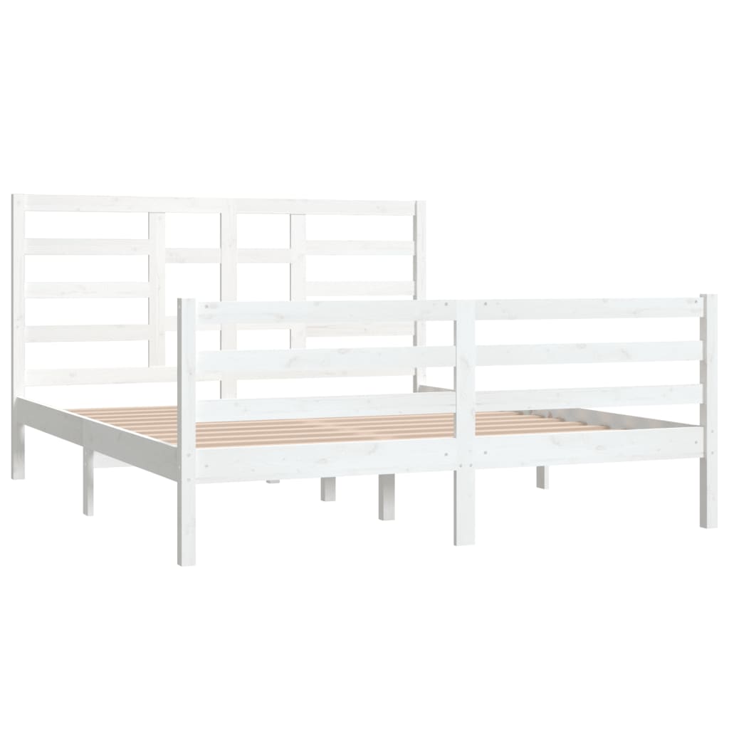 vidaXL Cadre de lit Blanc Bois massif 160x200 cm