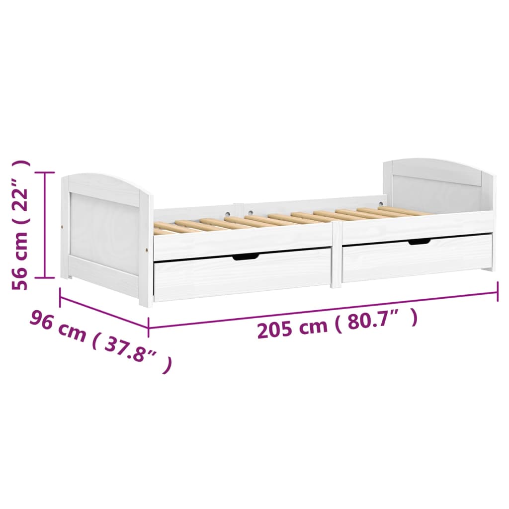 vidaXL Lit de jour avec 2 tiroirs IRUN blanc 90x200 cm bois pin massif