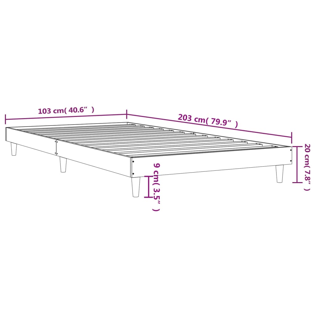 vidaXL Cadre de lit sans matelas chêne sonoma 100x200 cm