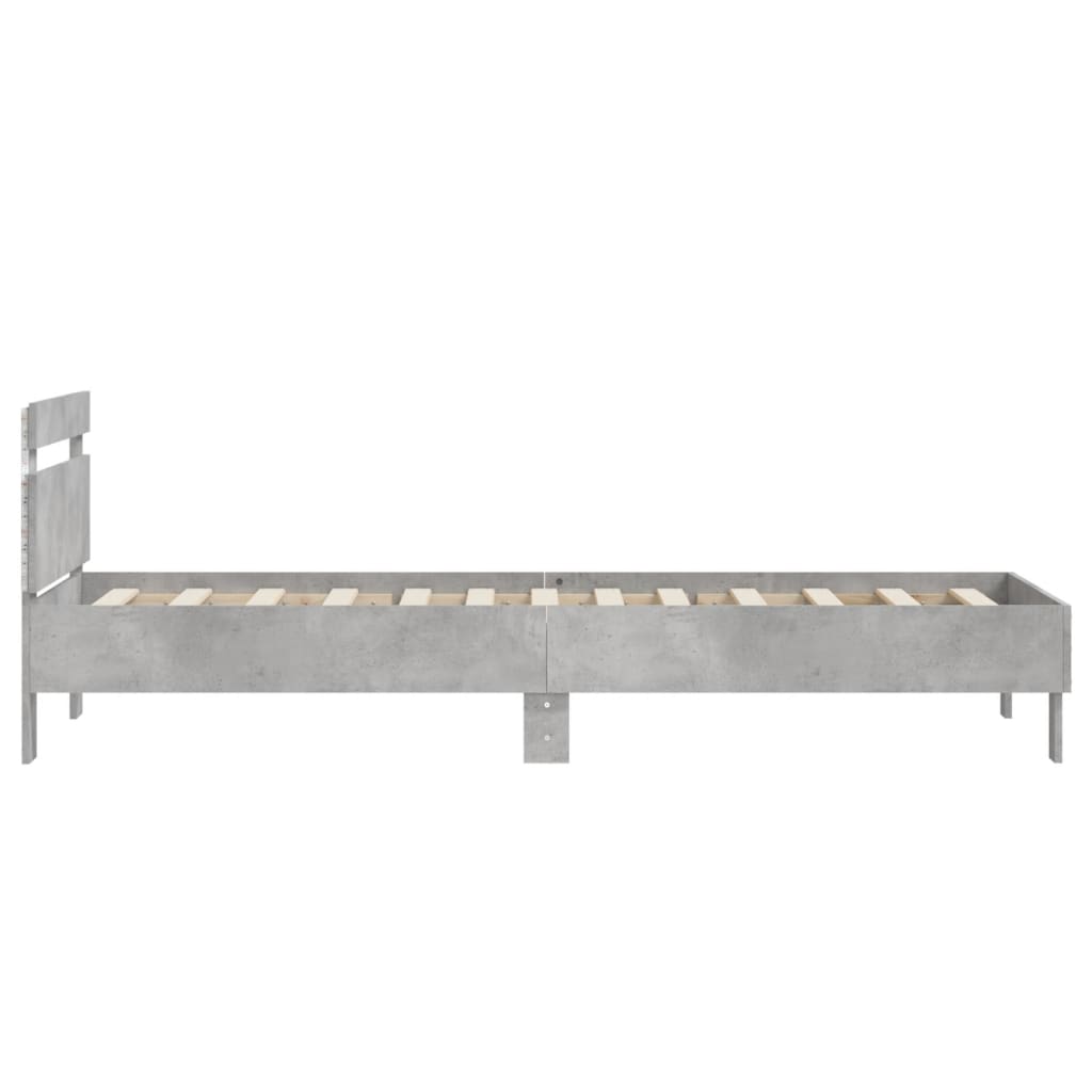 vidaXL Cadre de lit sans matelas avec lumières LED gris béton 90x190cm