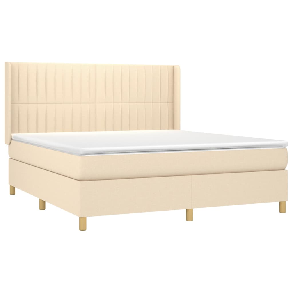 vidaXL Sommier à lattes de lit avec matelas Crème 160x200 cm Tissu