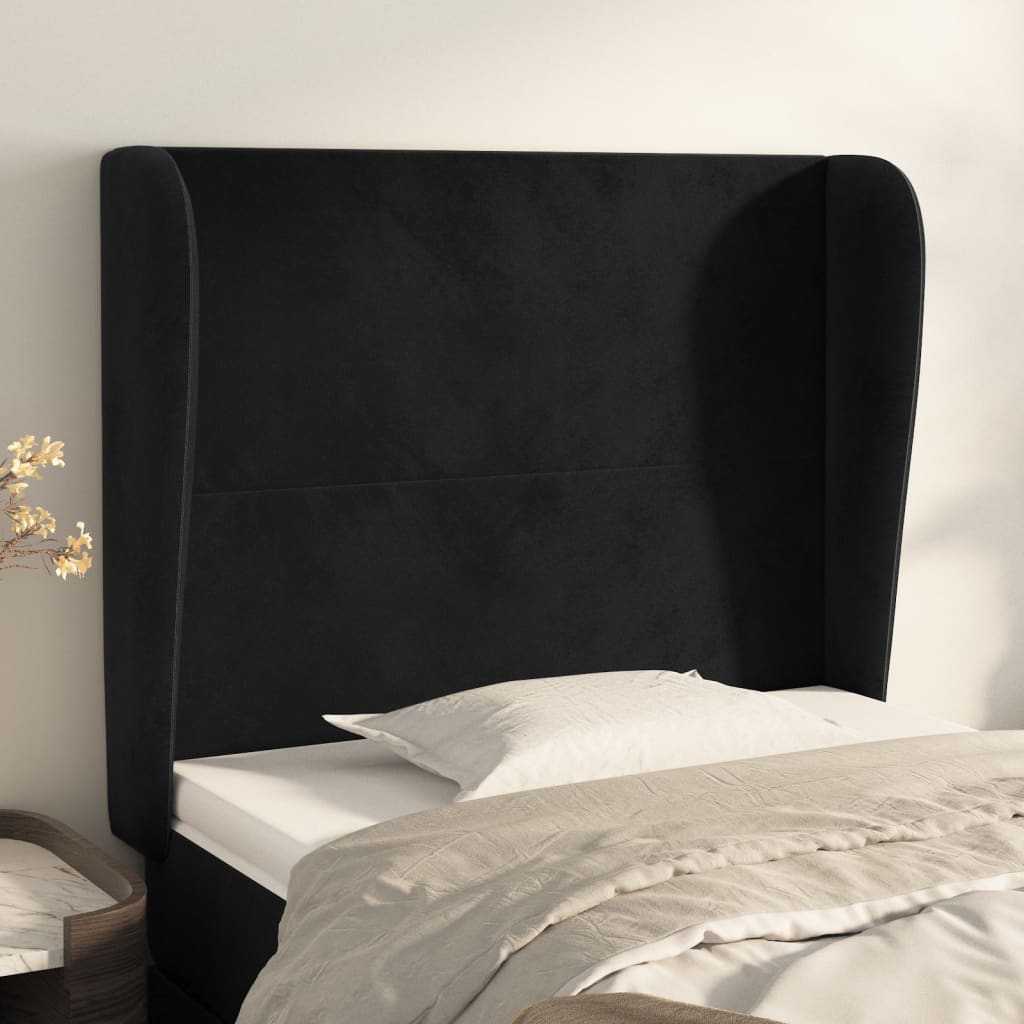 vidaXL Tête de lit avec oreilles Noir 103x23x118/128 cm Velours