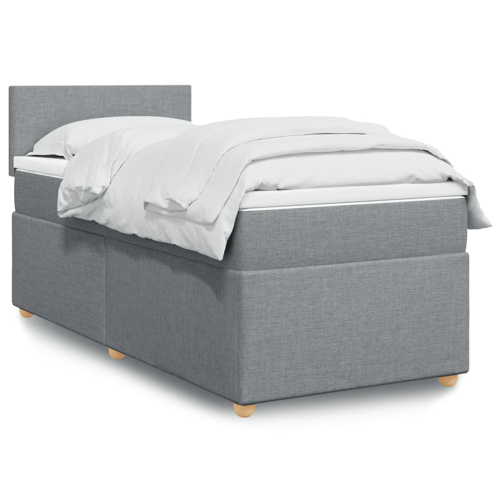 vidaXL Sommier à lattes de lit avec matelas Gris clair 90x200 cm Tissu