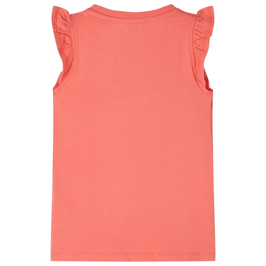 T-shirt enfants et manches à volants corail 128