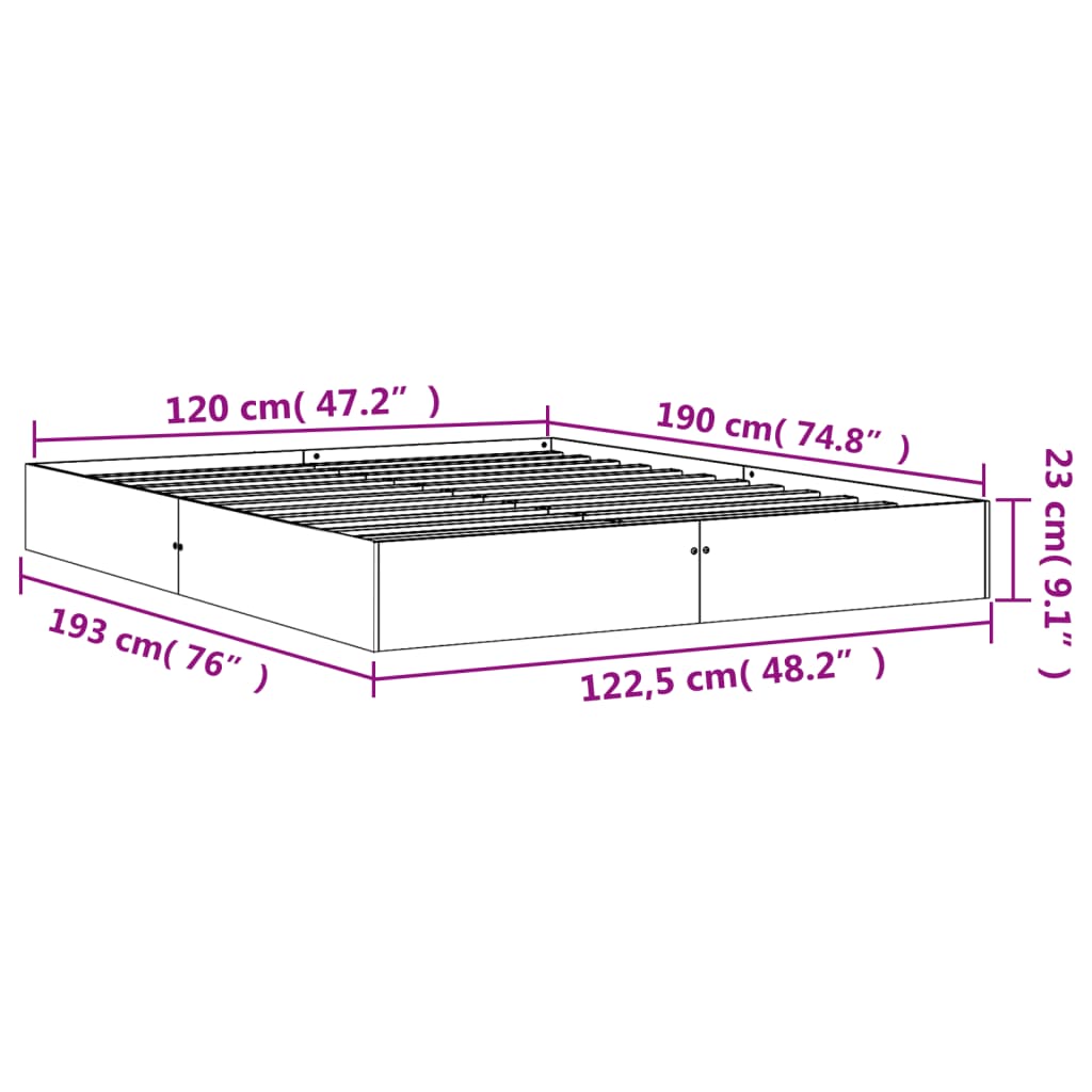 vidaXL Cadre de lit sans matelas cire marron 120x190cm bois pin massif