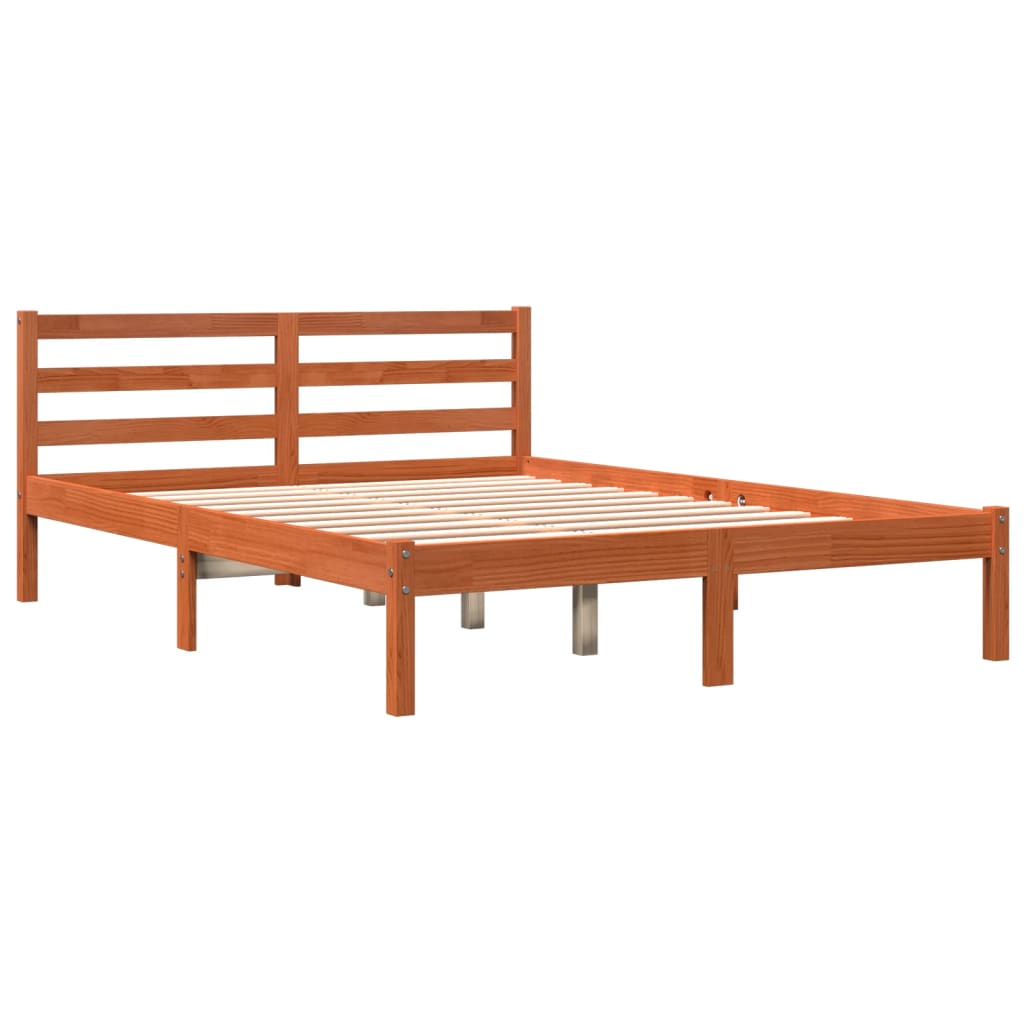 vidaXL Cadre de lit sans matelas cire marron 135x190cm bois pin massif