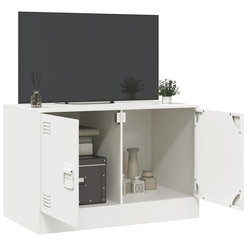 vidaXL Meuble TV blanc 67x39x44 cm acier