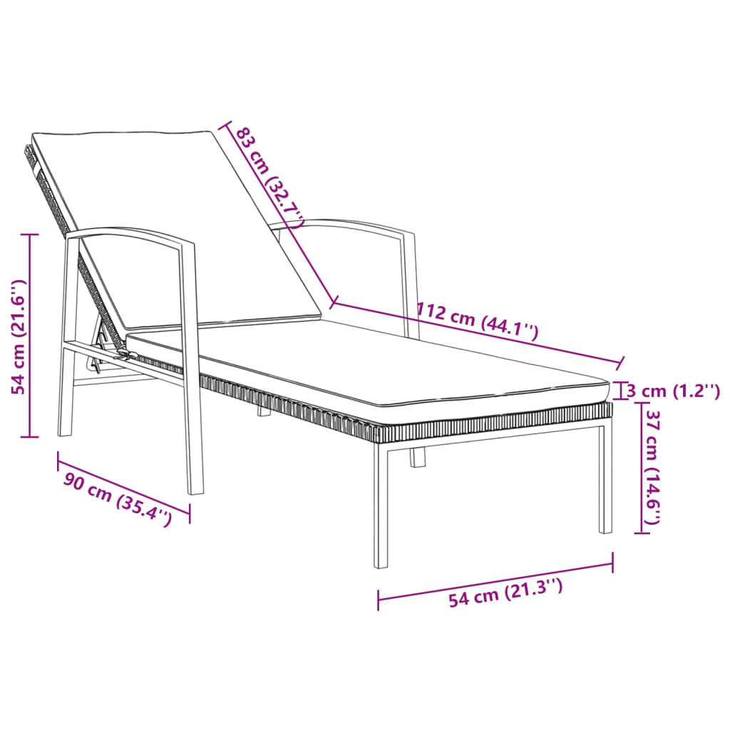 vidaXL Chaises longues 2 pcs avec table Résine tressée Gris