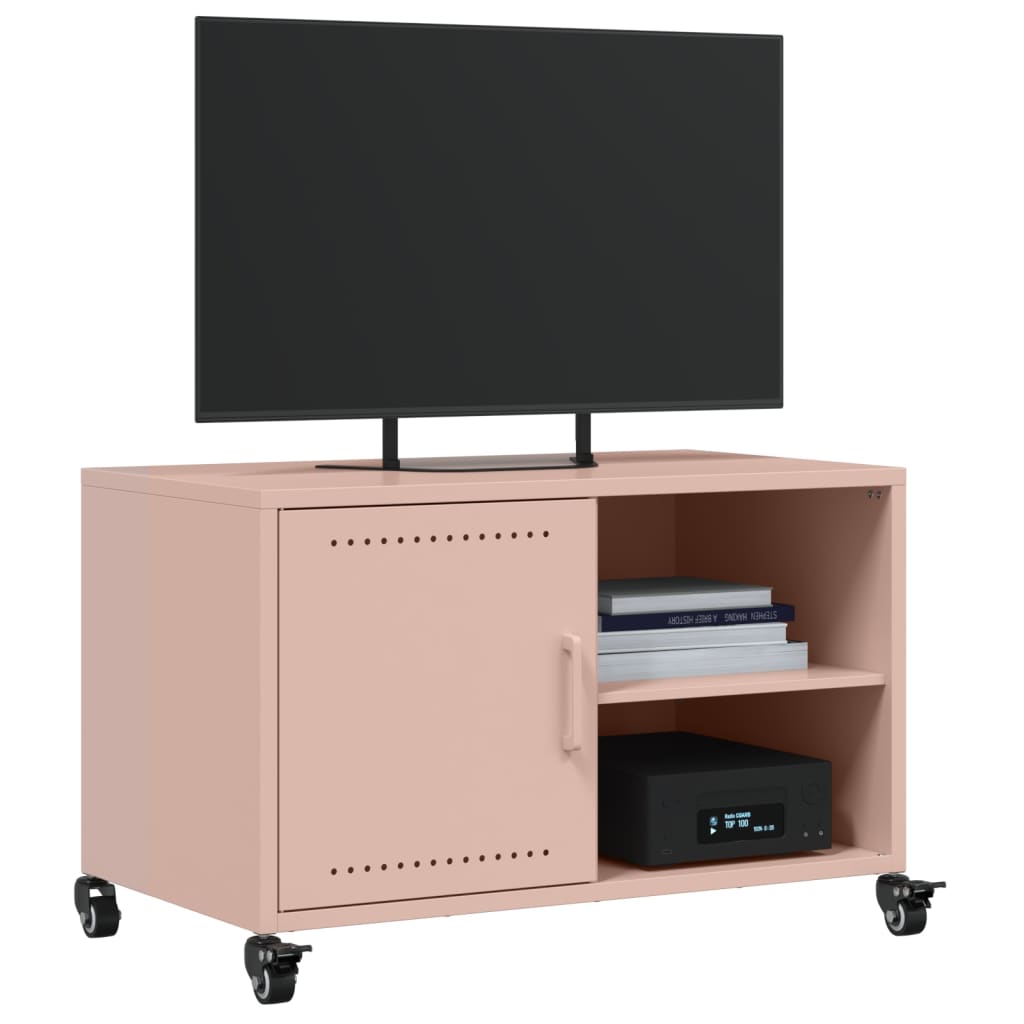 vidaXL Meuble TV rose 68x39x43,5 cm acier