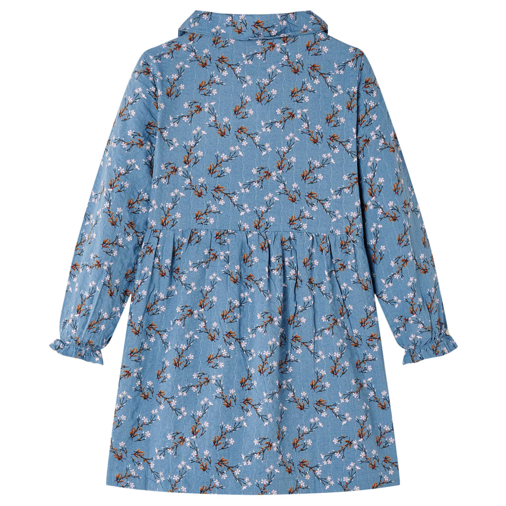 Robe pour enfants à manches longues bleu essence 116