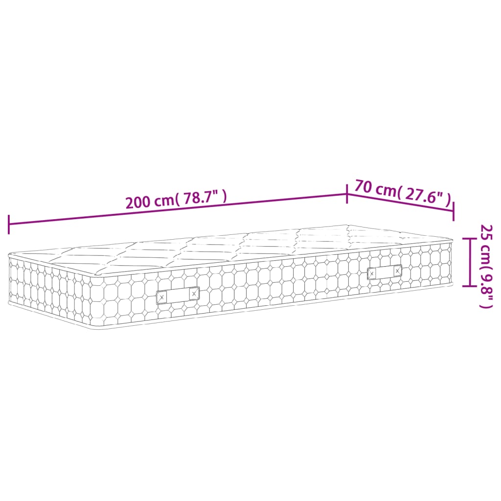 vidaXL Matelas à ressorts ensachés dureté moyenne 70x200 cm