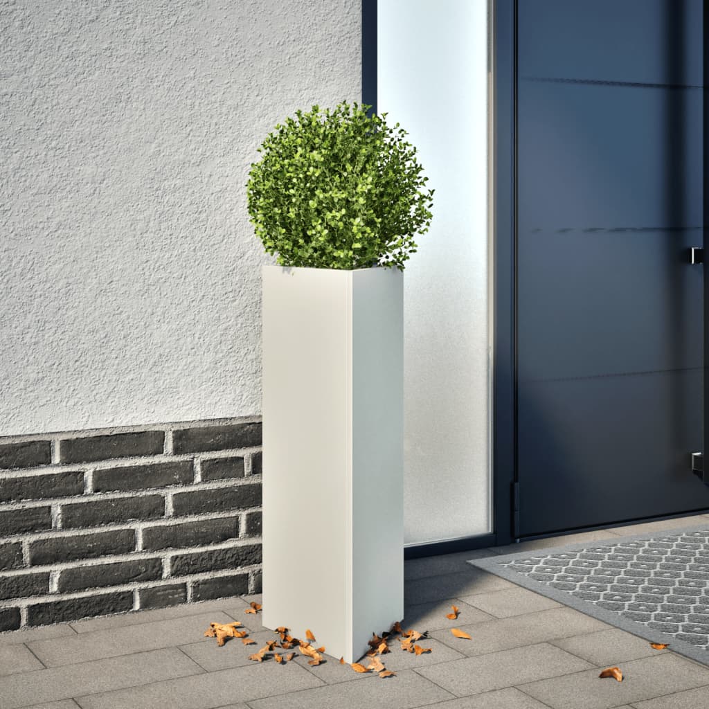 vidaXL Jardinière blanc triangulaire 30x26x75 cm acier