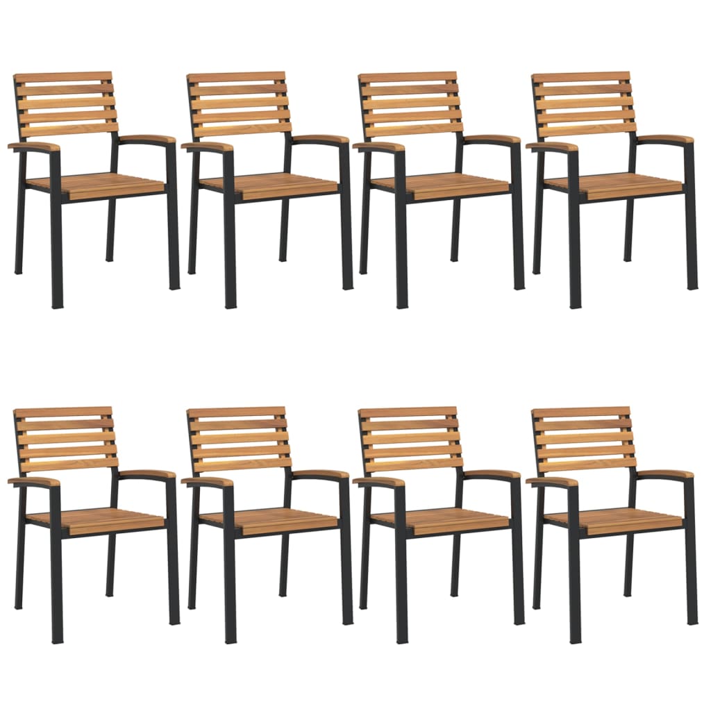 vidaXL Chaises de jardin empilables lot de 8 bois d'acacia et métal