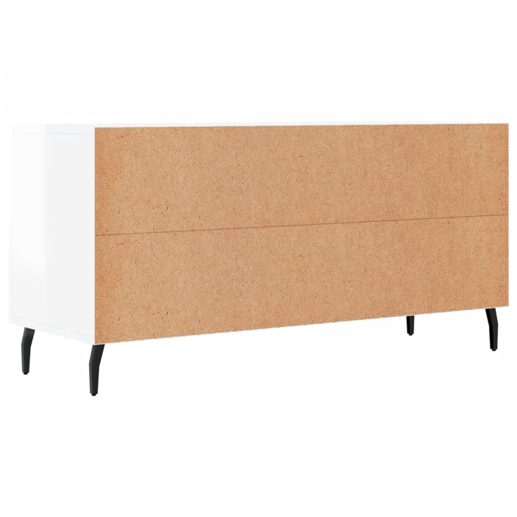 vidaXL Meuble TV Blanc brillant 102x36x50 cm Bois d'ingénierie