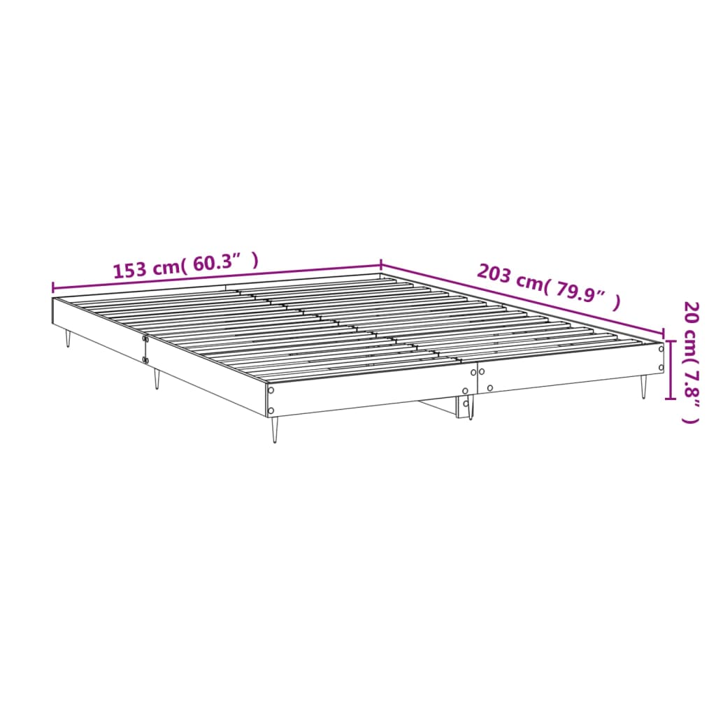 vidaXL Cadre de lit sans matelas chêne fumé 150x200 cm bois ingénierie