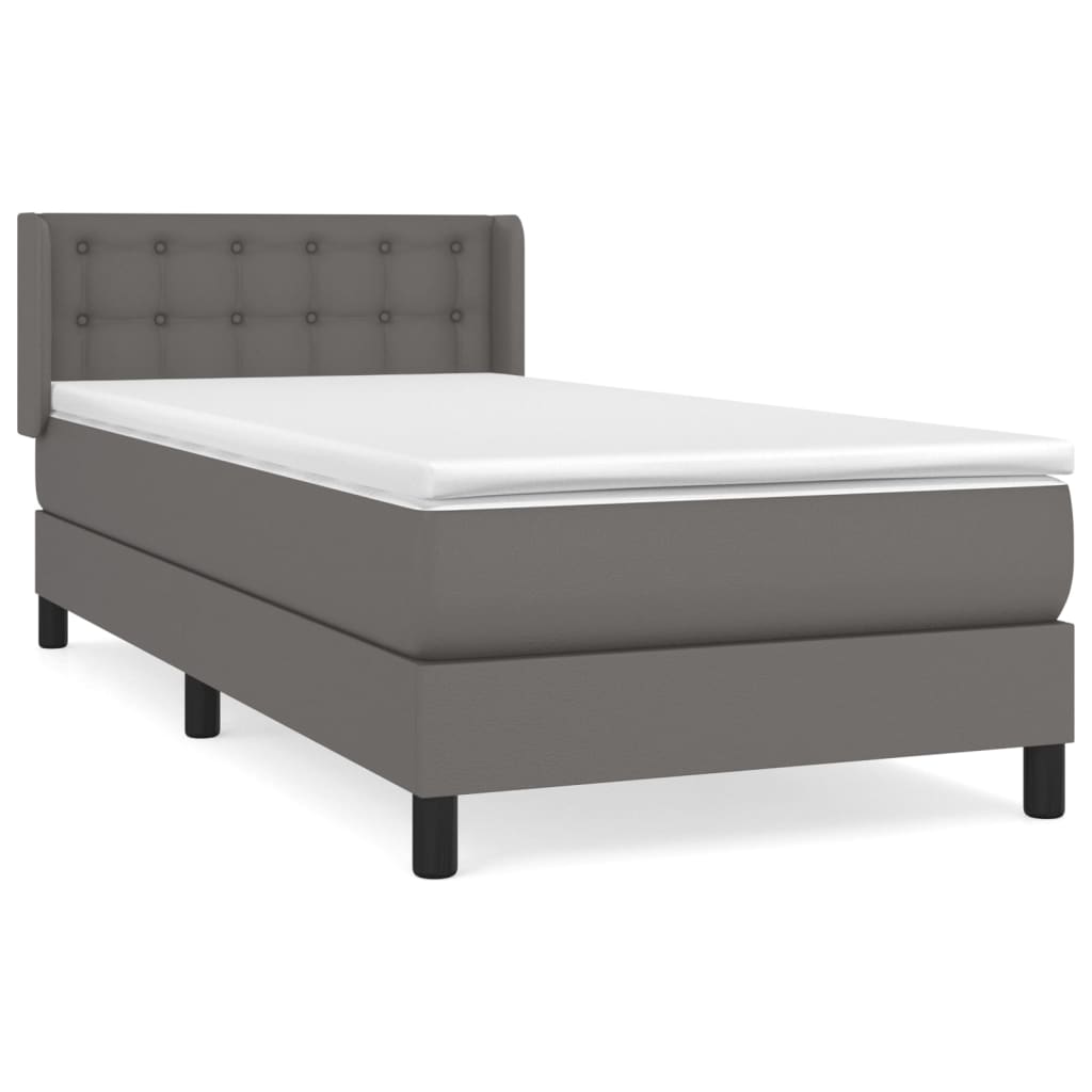 vidaXL Sommier à lattes de lit avec matelas Gris 90x200 cm Similicuir