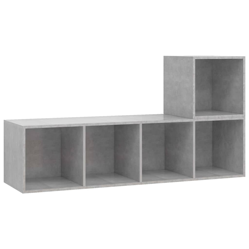 vidaXL Ensemble de meuble TV 2 pcs Gris béton Bois d'ingénierie