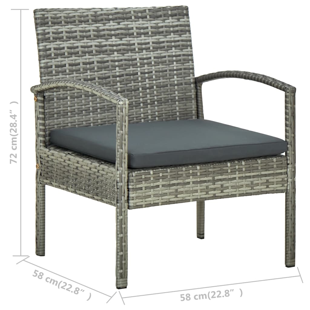 vidaXL Salon de jardin 4 pcs avec coussins Résine tressée Gris