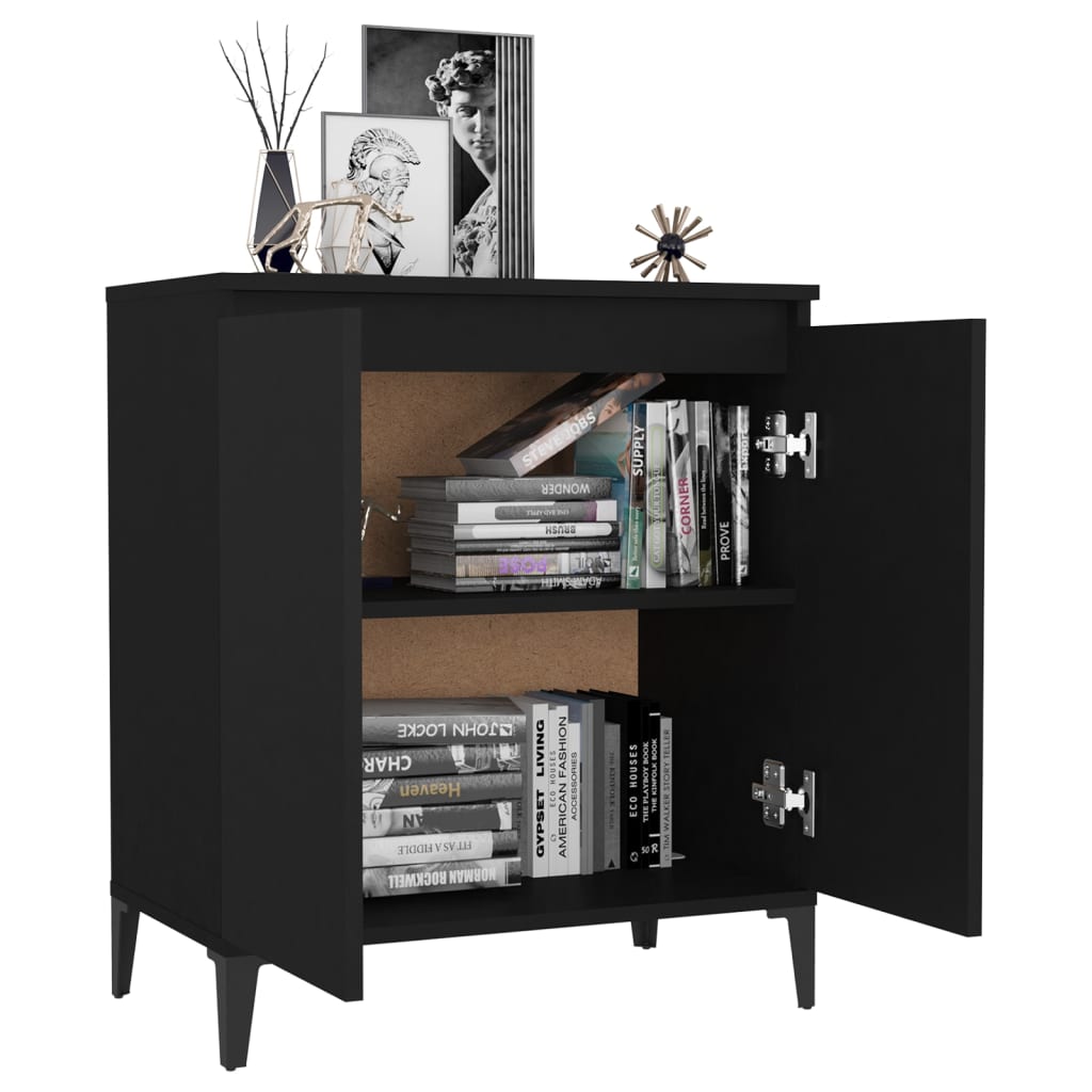 vidaXL Buffet noir 60x35x70 cm bois d'ingénierie