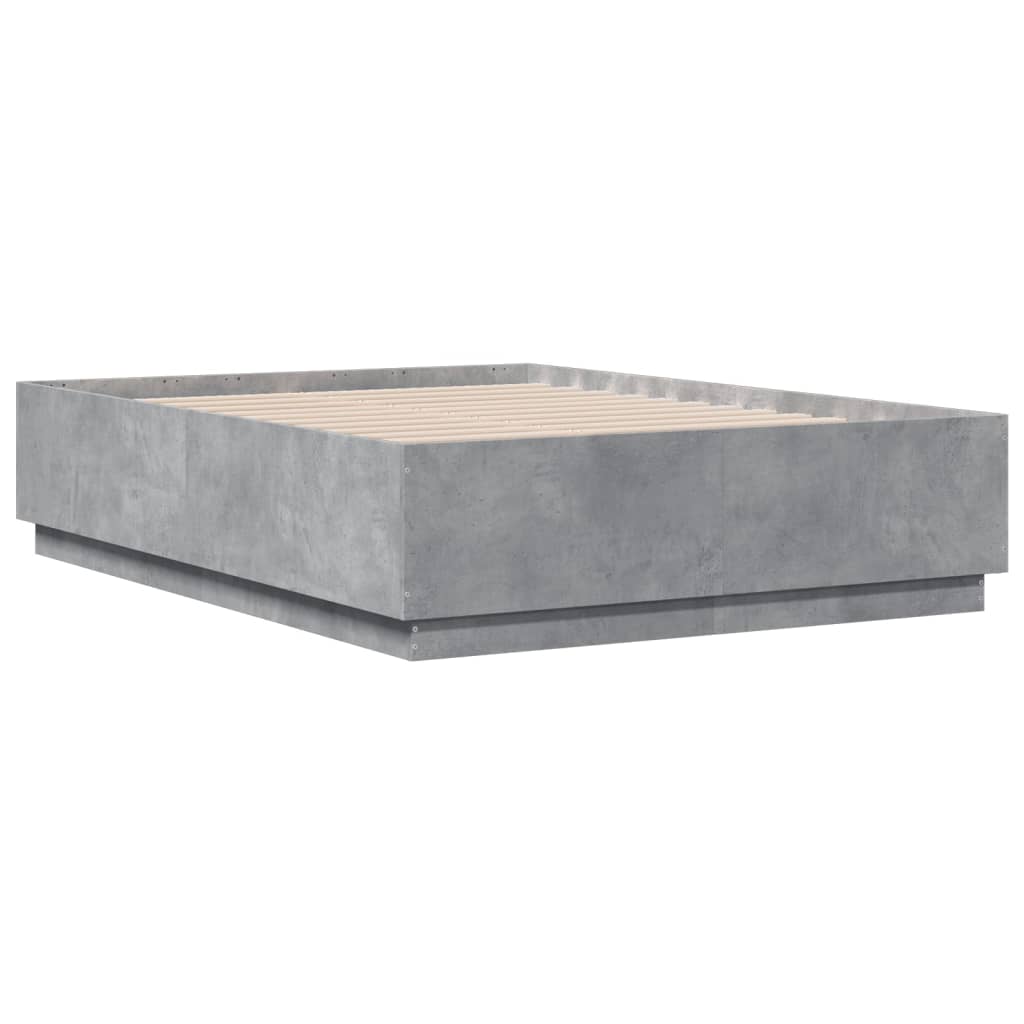 vidaXL Cadre de lit avec LED sans matelas gris béton 140x190 cm