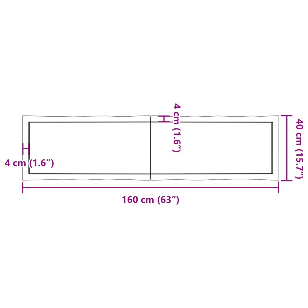 vidaXL Dessus de table bois massif non traité bordure assortie