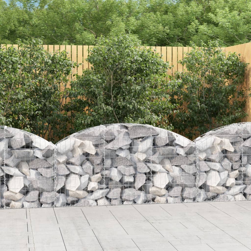 vidaXL Panier de gabions arqué 150x30x60/80 cm Fer galvanisé