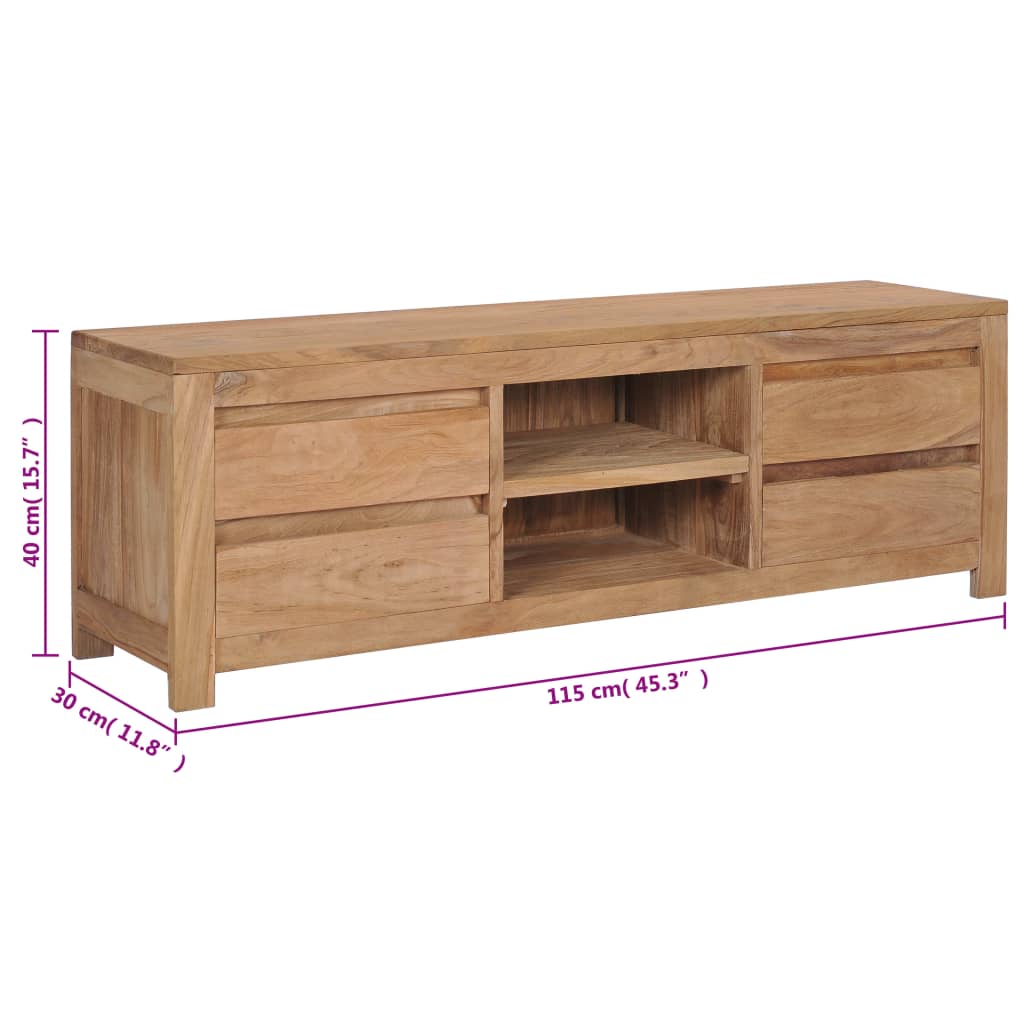 vidaXL Meuble TV 115x30x40 cm Bois de teck massif