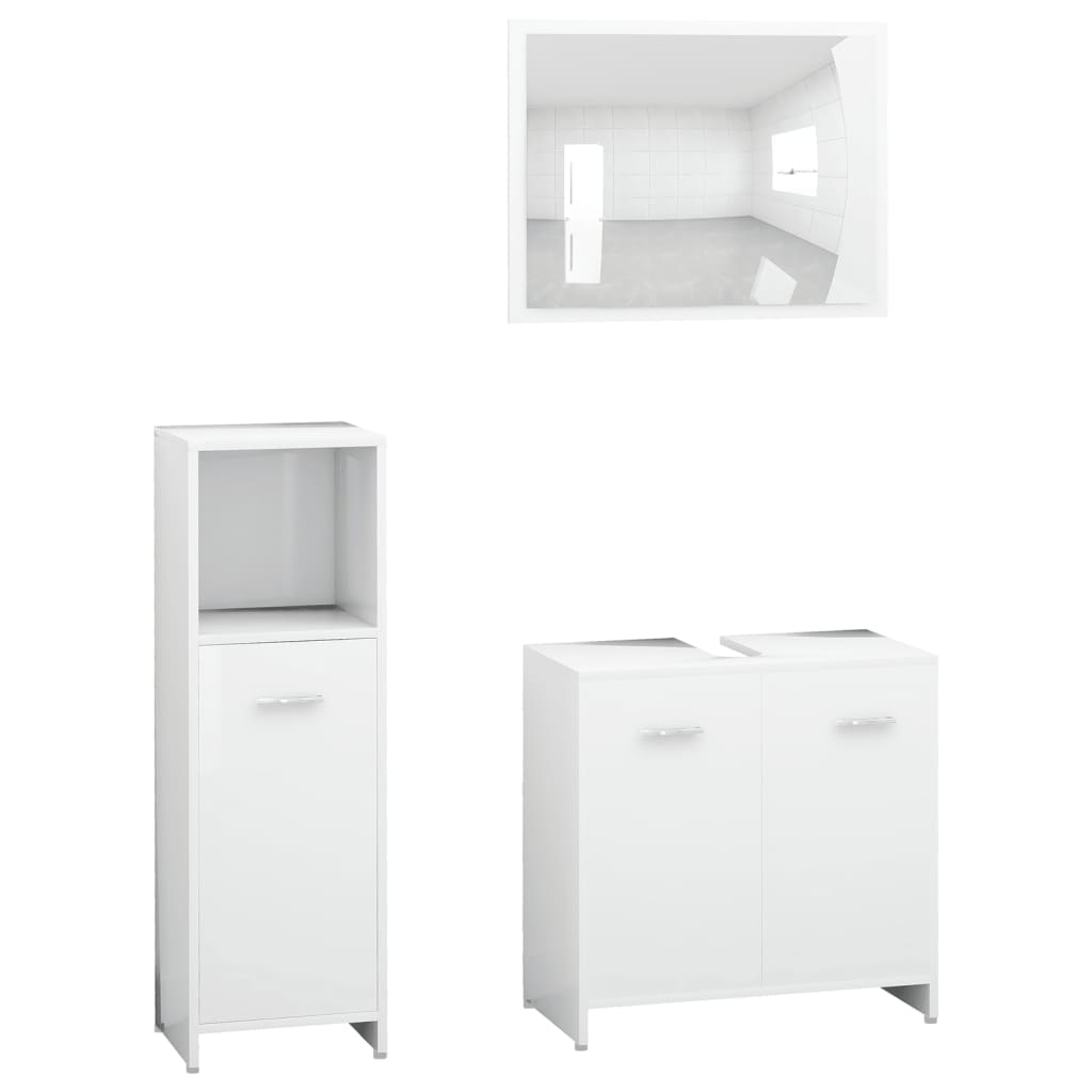 vidaXL Ensemble de meubles de salle de bain 3pcs Blanc Bois ingénierie