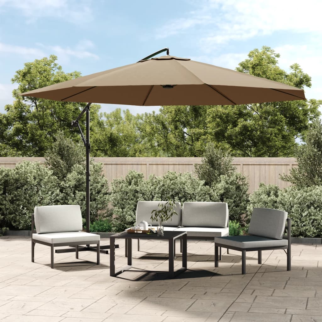 vidaXL Parasol de jardin en porte-à-faux et poteau en aluminium taupe