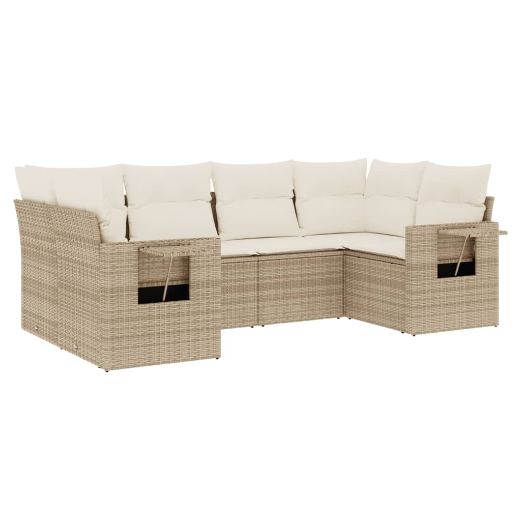 vidaXL Salon de jardin avec coussins 6 pcs beige résine tressée