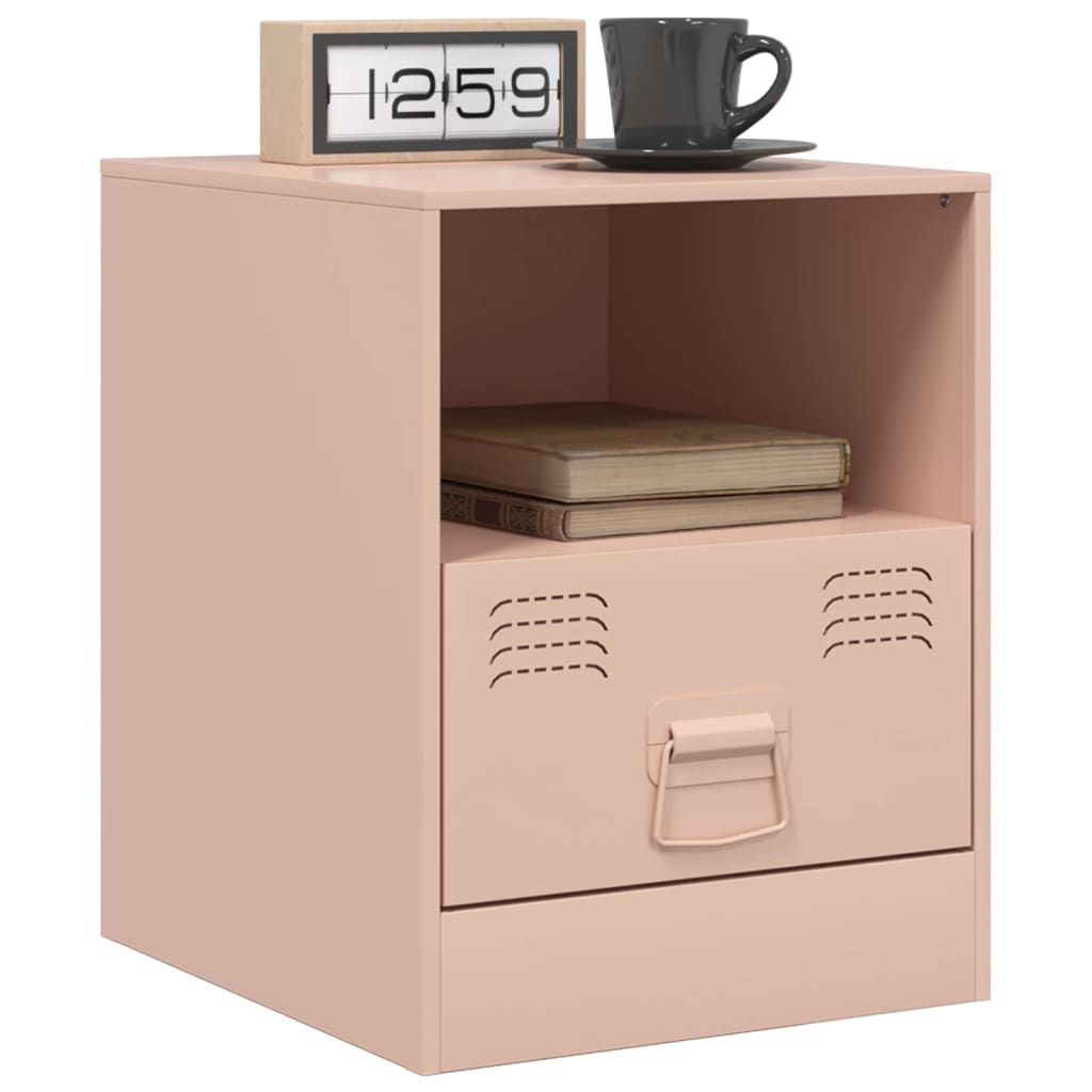 vidaXL Table de chevet rose 34,5x39x44 cm acier