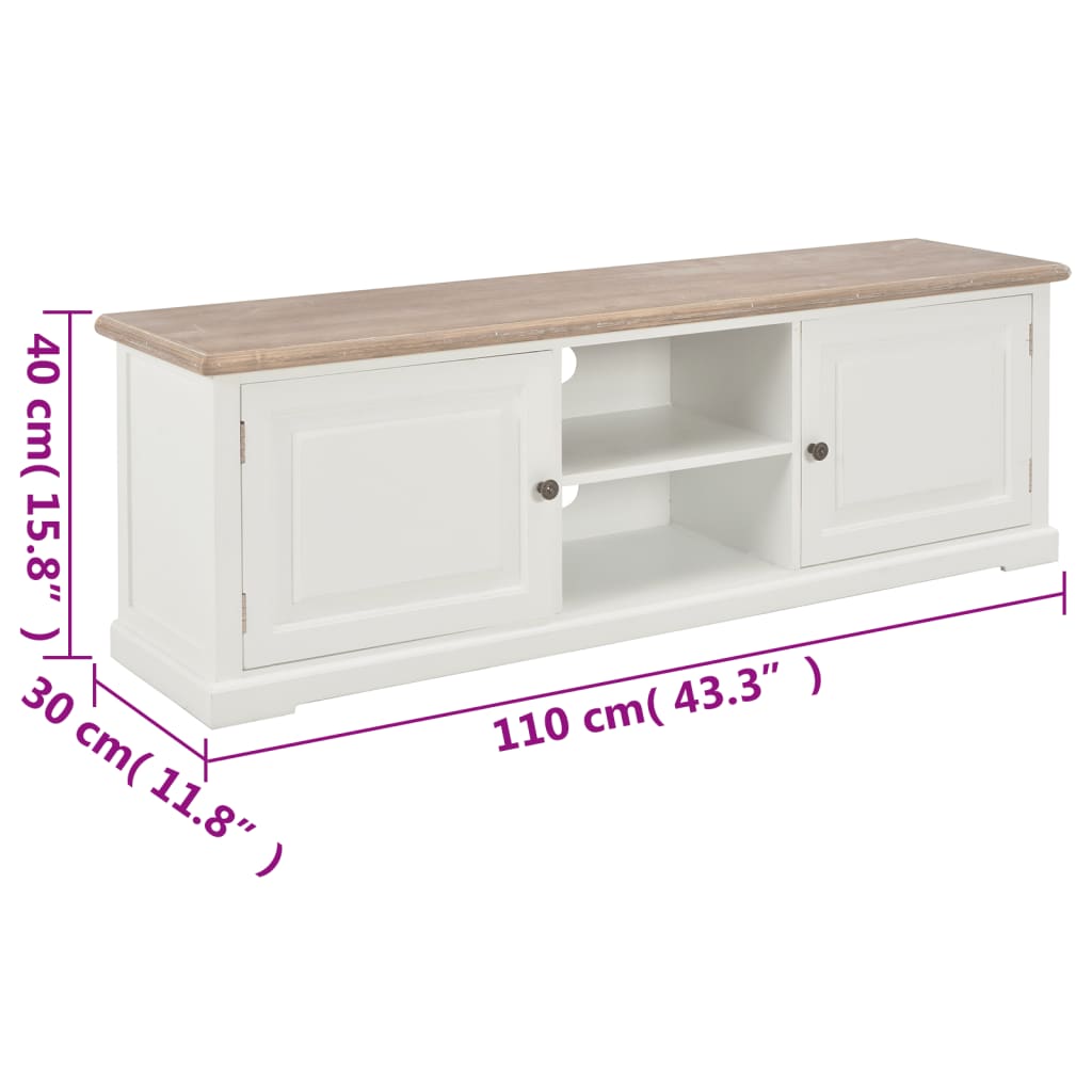 vidaXL Meuble TV blanc 110x30x40 cm bois d'ingénierie