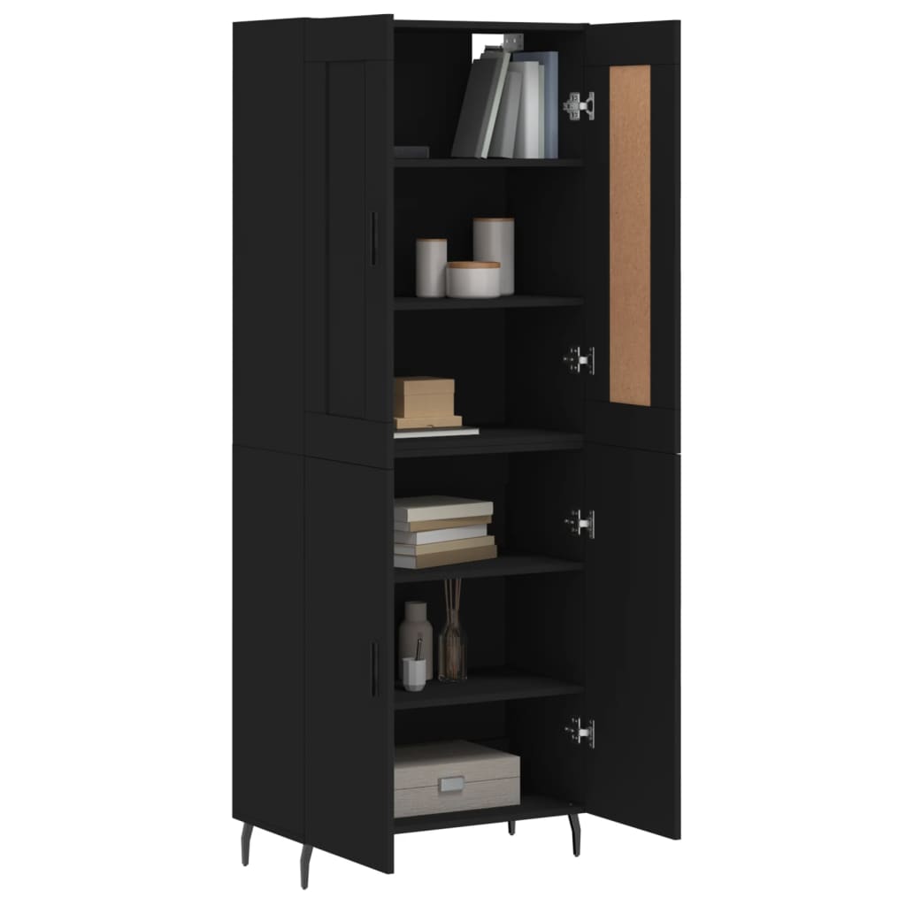 vidaXL Buffet haut Noir 69,5x34x180 cm Bois d'ingénierie