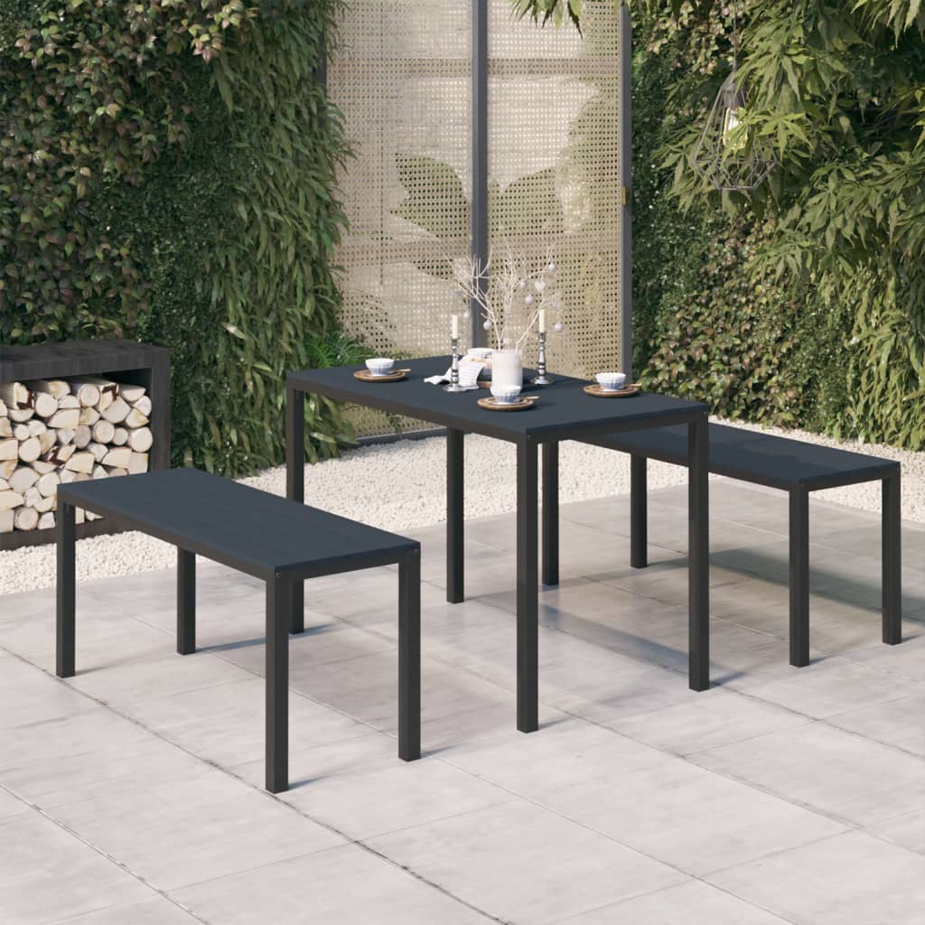 vidaXL Ensemble à manger de jardin 3 pcs acier et WPC noir