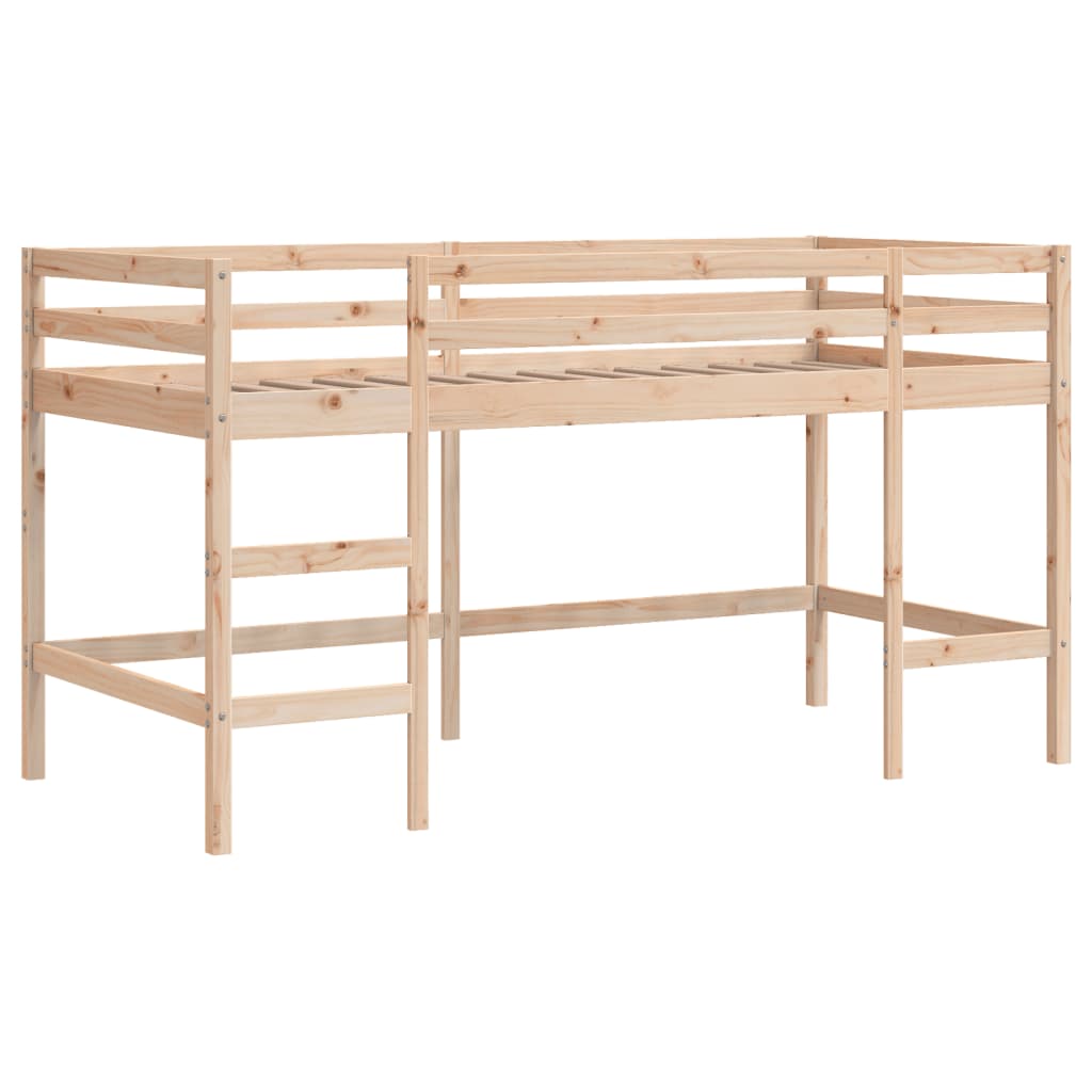 vidaXL Lit mezzanine enfants avec tunnel rose 90x190cm bois pin massif