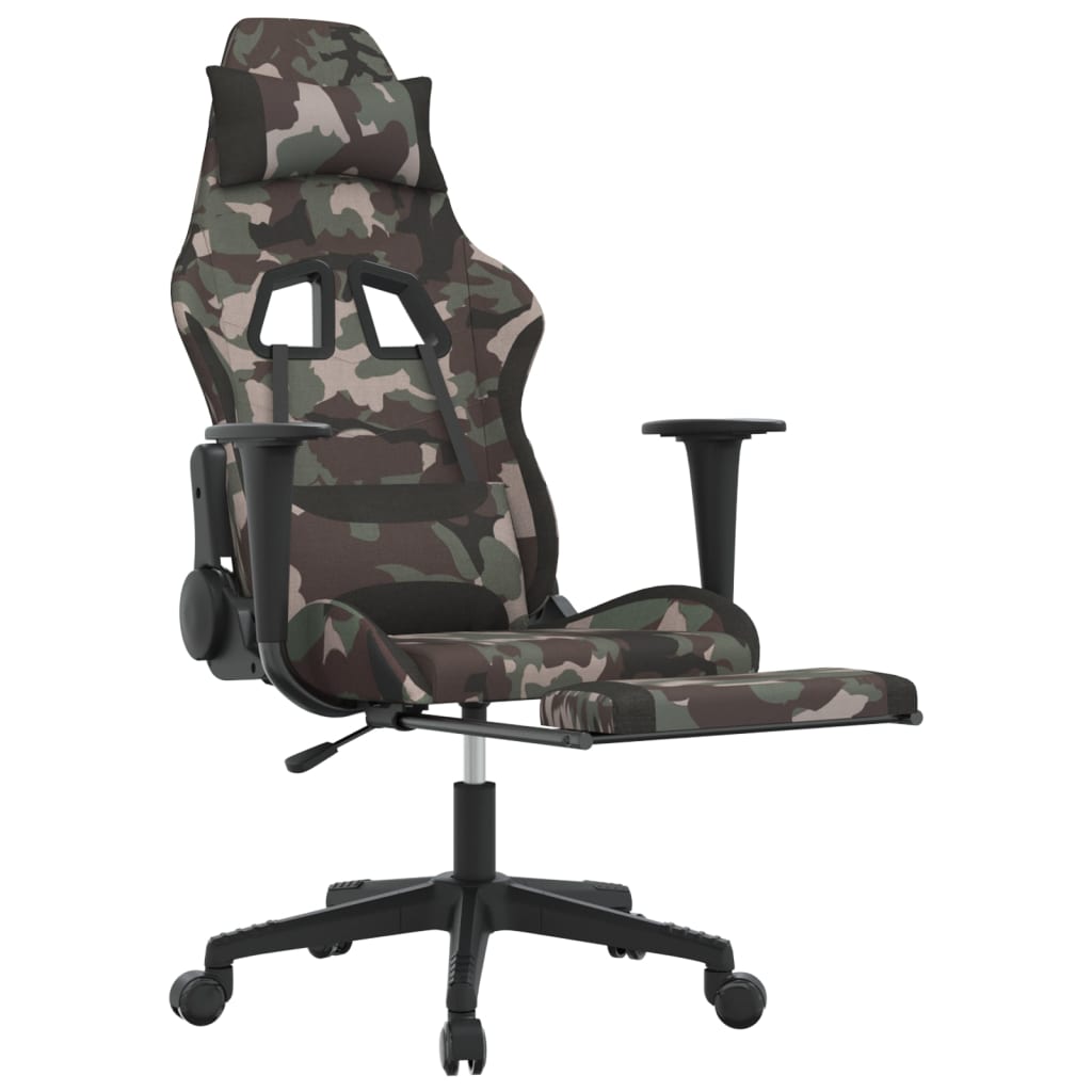 vidaXL Chaise de jeu avec repose-pied Camouflage et noir Tissu