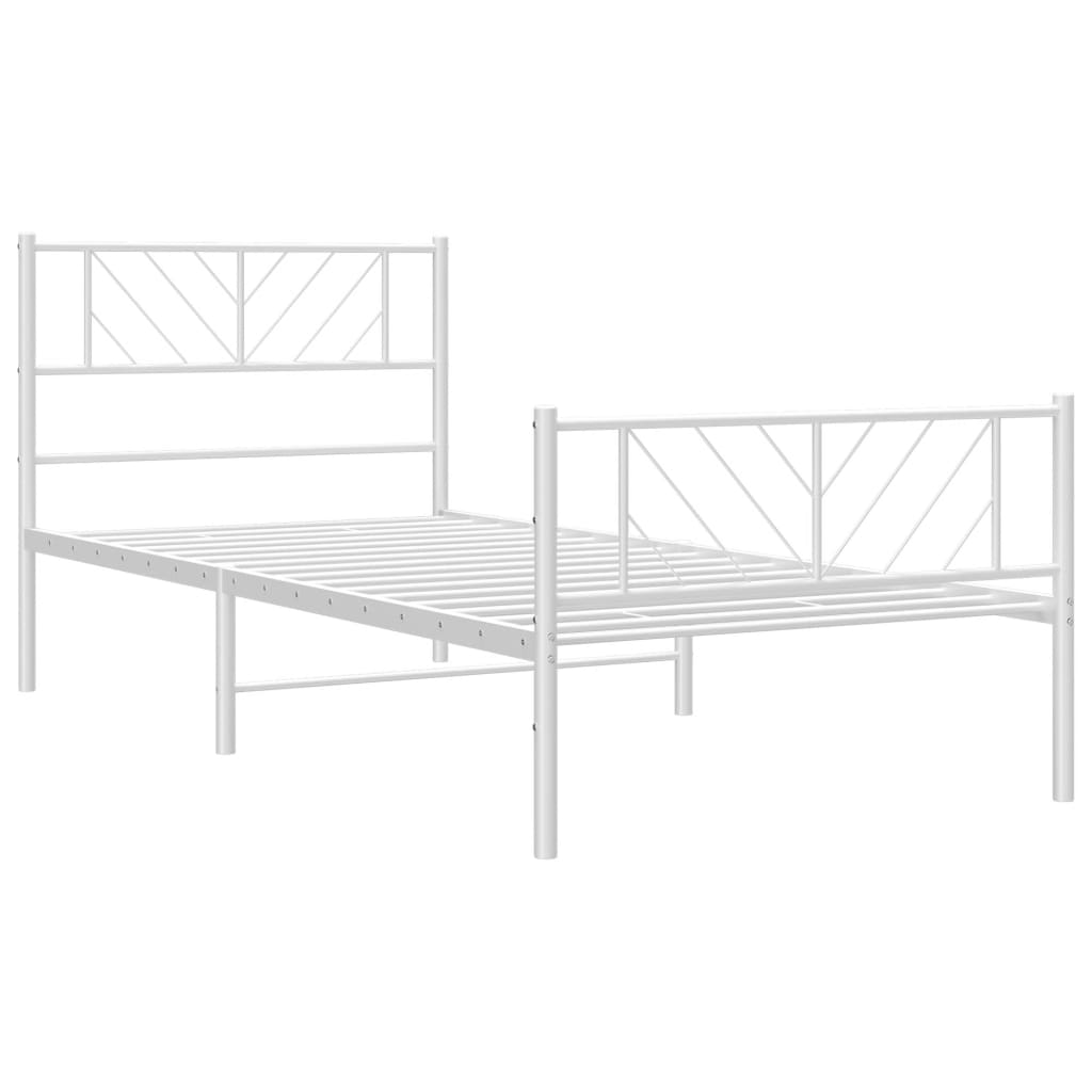 vidaXL Cadre de lit métal sans matelas et pied de lit blanc 107x203 cm