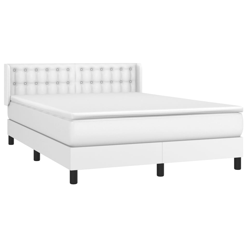 vidaXL Sommier à lattes de lit avec matelas Blanc 140x200cm Similicuir