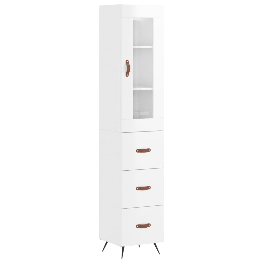 vidaXL Buffet haut Blanc brillant 34,5x34x180 cm Bois d'ingénierie