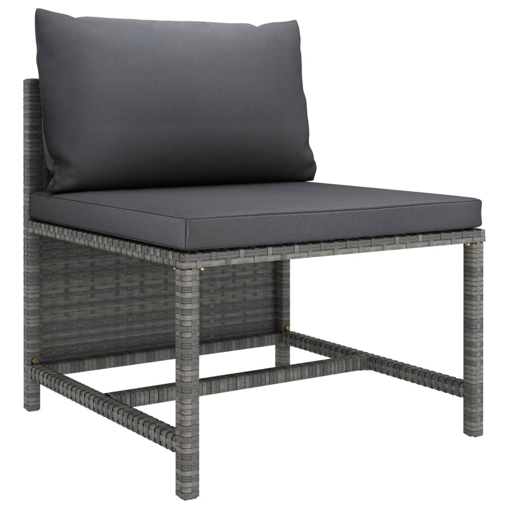 vidaXL Salon de jardin 4 pcs avec coussins Résine tressée Gris