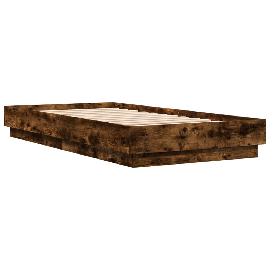 vidaXL Cadre de lit sans matelas chêne fumé 75x190cm bois d'ingénierie