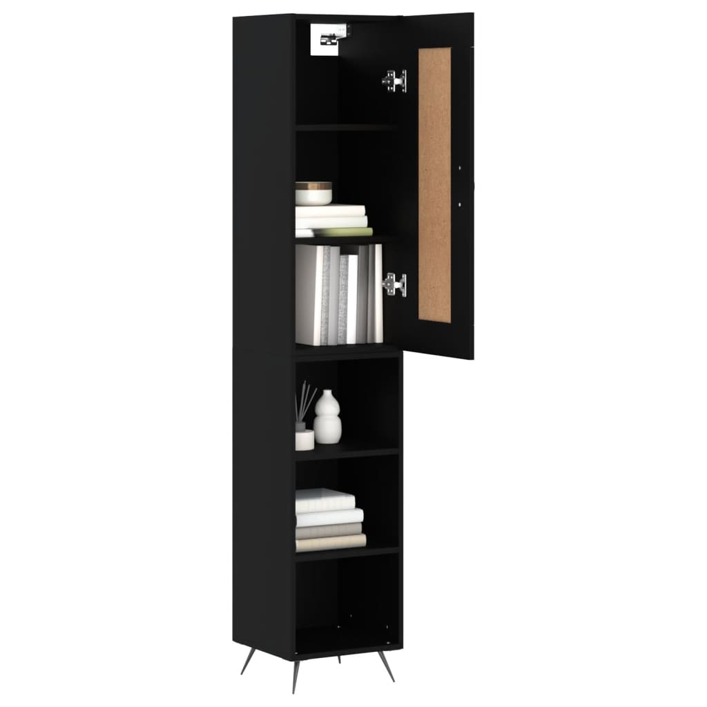 vidaXL Buffet haut Noir 34,5x34x180 cm Bois d'ingénierie