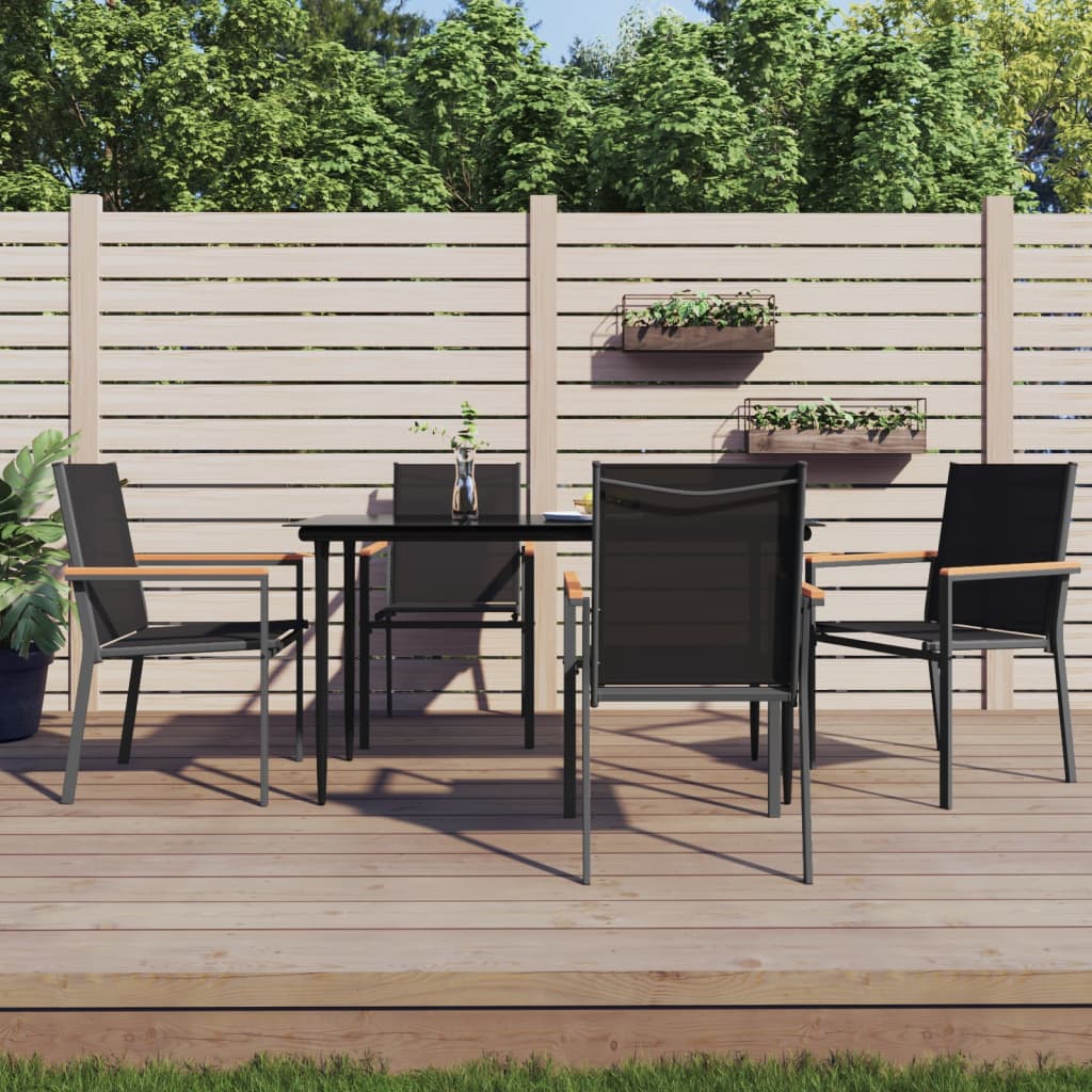 vidaXL Ensemble à manger de jardin 5 pcs noir textilène et acier