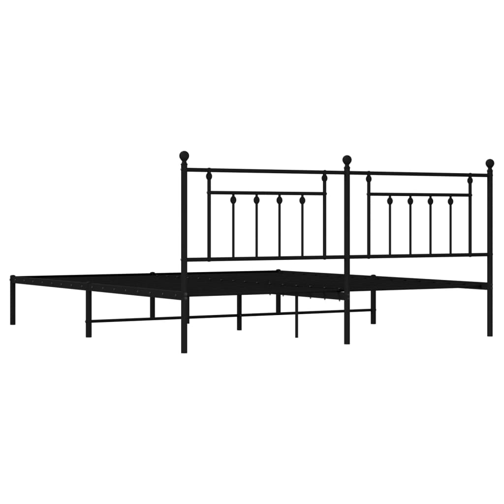 vidaXL Cadre de lit métal sans matelas avec tête de lit noir 193x203cm