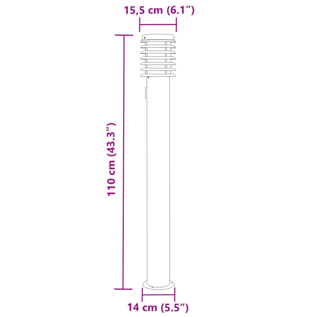 vidaXL Lampadaire d'extérieur et sortie argenté 110cm acier inoxydable