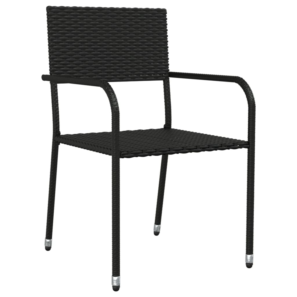 vidaXL Ensemble à manger de jardin 3 pcs noir résine tressée et acier