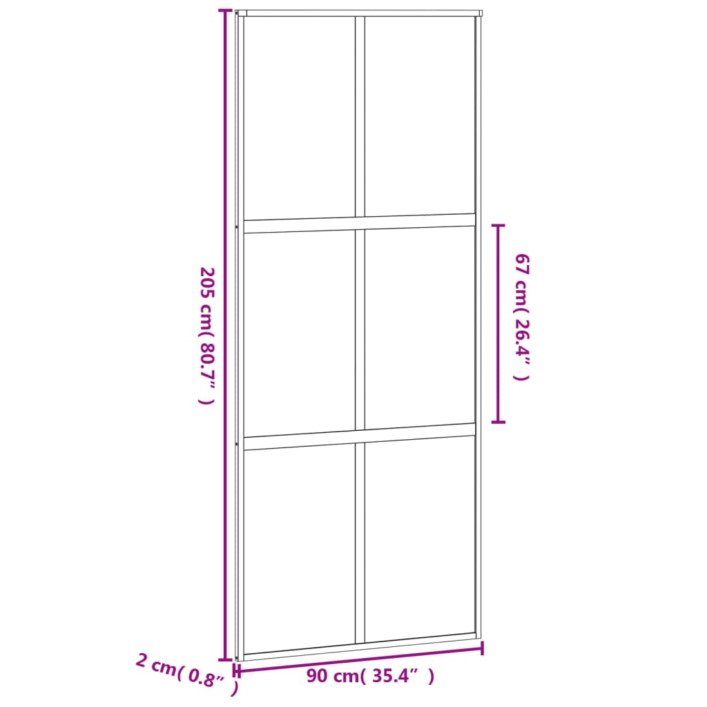 vidaXL Porte coulissante noir 90x205 cm verre trempé aluminium