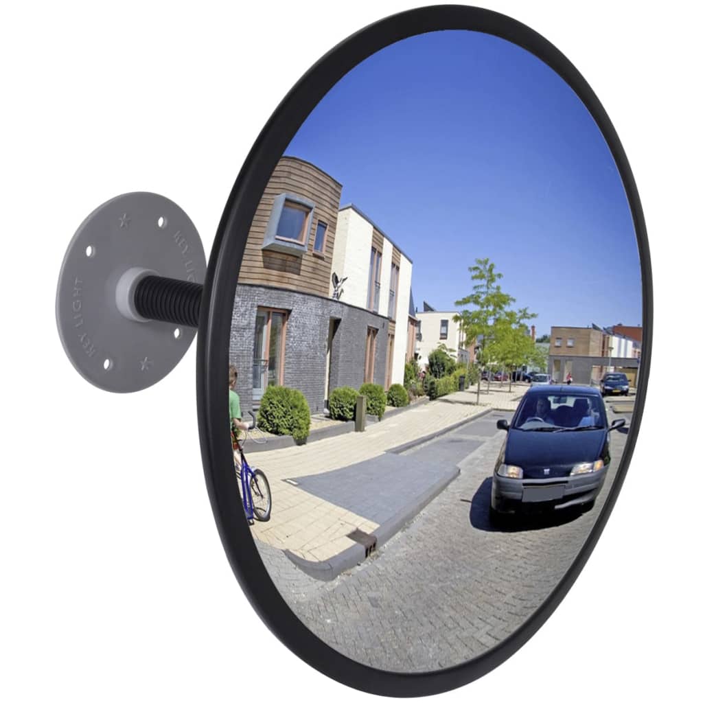 Miroir de traffic convexe d'extérieur Noir Ø45 cm Polycarbonate vidaXL